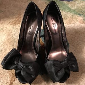 Lulu Townsend Black Satin Heels